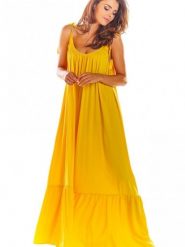 Sukienka Model A307 Yellow - awama. Żółte sukienki damskie Awama, na lato, uniwersalny, bez wzorów, z elastanu, bez kołnierzyka, bez ramiączek, oversize. Za 340.97 zł.
