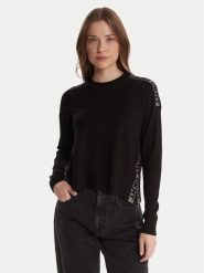 DKNY Sweter P5MSLJ92 Czarny Regular Fit. Czarne swetry nierozpinane damskie DKNY, xs, bez wzorów, z wiskozy, bez kołnierzyka, bez ramiączek. Za 439.99 zł.