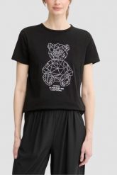 GUESS Czarny damski t-shirt na krótki rękaw z cyrkoniami Romy, Rozmiar M. Czarne t-shirty damskie Guess, m, z aplikacjami, eleganckie, bez kołnierzyka, bez ramiączek. W wyprzedaży za 129.99 zł.