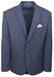 Męska Marynarka w Delikatną Kratę - Casino - Granatowa. Niebieskie garnitury męskie Casino, m, bez wzorów, z poliesteru, eleganckie. Za 299.00 zł.