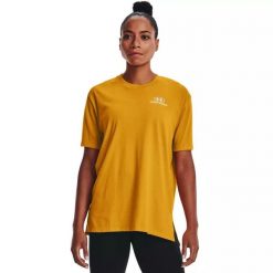 Koszulka damska Under Armour Oversized Graphic SS. Żółte koszulki sportowe damskie Under Armour, xs, bez wzorów, bez ramiączek. Za 69.99 zł.