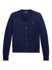 Polo Ralph Lauren Kardigan 211971871004 Granatowy Slim Fit. Niebieskie kardigany damskie Polo Ralph Lauren, m, bez wzorów, z bawełny, bez kołnierzyka. Za 859.99 zł.