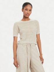 Marella Sweter 2423366231 Beżowy Regular Fit. Brązowe swetry nierozpinane damskie Marella, l, bez wzorów, z wiskozy, bez kołnierzyka, bez ramiączek. W wyprzedaży za 339.99 zł.