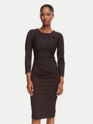 Rinascimento Sukienka koktajlowa CFC0130273003 Brązowy Slim Fit. Brązowe sukienki damskie Rinascimento, m, bez wzorów, z syntetyku, wizytowe, bez kołnierzyka, bez ramiączek. Za 469.99 zł.