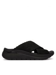 Skechers Klapki Arch Fit 2.0 164079/BBK Czarny. Czarne klapki damskie Skechers, bez wzorów, z materiału, bez obcasa, bez zapięcia. Za 289.99 zł.