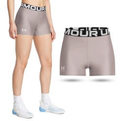 Krótkie legginsy treningowe damskie UNDER ARMOUR szybkoschnące kolarki. Szare legginsy damskie Under Armour, bez wzorów. Za 52.99 zł.