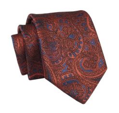 Krawat Miedziano-Granatowy, Wzór Orientalny, 7 cm, Elegancki, Klasyczny, Męski -ALTIES. Niebieskie krawaty i muchy Alties, bez wzorów, z tkaniny, eleganckie. Za 49.00 zł.