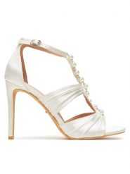 DeeZee Sandały F2158-3 Biały. Białe sandały damskie DeeZee, bez wzorów, z materiału, bez obcasa, na szpilce, bez zapięcia. Za 149.99 zł.