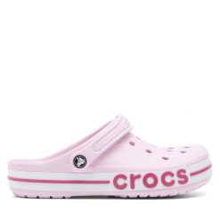 Klapki Crocs. Czerwone klapki damskie Crocs, bez wzorów, bez obcasa, bez zapięcia. Za 229.99 zł.