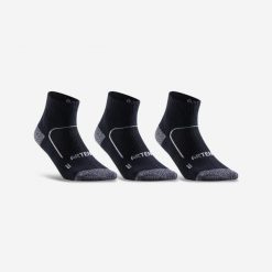 Skarpety sportowe tenis RS900 MID 3 pary. Czarne skarpetki damskie ARTENGO, bez wzorów, z bawełny. Za 54.99 zł.