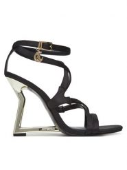 Just Cavalli Sandały 78RA3S63 ZSA29 Czarny. Czarne sandały damskie Just Cavalli, bez wzorów, z materiału, bez obcasa, na koturnie, bez zapięcia. Za 749.99 zł.