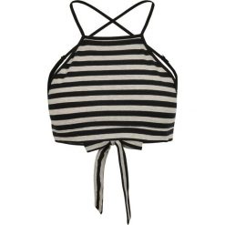 Damski crop top Urban Classic Triangle. Czarne topy damskie Urban Classics, bez wzorów, bez kołnierzyka, bez ramiączek. W wyprzedaży za 39.00 zł.