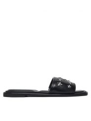 DKNY Klapki K1622909 Czarny. Czarne klapki damskie DKNY, bez wzorów, ze skóry, bez obcasa, bez zapięcia. Za 529.99 zł.