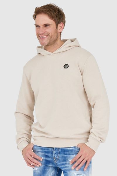 PHILIPP PLEIN Beżowa męska bluza hexagon z kapturem, Rozmiar L. Brązowe bluzy męskie Philipp Plein, l, bez wzorów, z kapturem. W wyprzedaży za 1,499.99 zł.