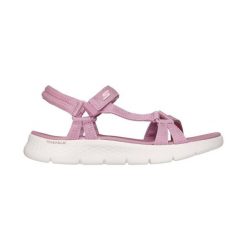 Sandały SKECHERS GO WALK FLEX SANDAL Rose. Czerwone sandały damskie Skechers, bez wzorów, z tkaniny, bez obcasa, bez zapięcia. Za 203.99 zł.
