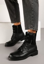 Czarne Skórzane Botki Workery z Ozdobnym Suwakiem Enallis. Czarne botki damskie Renee, bez wzorów, ze skóry, bez obcasa, na obcasie, bez zapięcia. Za 379.99 zł.