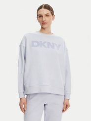 DKNY Sport Bluza DP5T1140 Błękitny Regular Fit. Niebieskie bluzy damskie DKNY Sport, xl, bez wzorów, z bawełny, sportowe, bez ramiączek, bez kaptura. Za 219.99 zł.