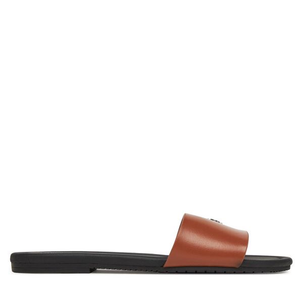 Klapki Calvin Klein Jeans. Brązowe klapki damskie Calvin Klein Jeans, bez wzorów, z jeansu, bez obcasa, bez zapięcia. Za 239.99 zł.