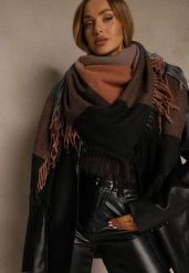 Brązowy Szalik Saltorin. Brązowe szaliki damskie Renee, bez wzorów, z bawełny. Za 49.99 zł.