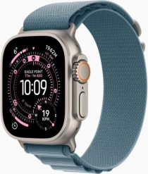 Smartwatch Apple Watch Ultra 3 GPS + Cellular 49mm Natural Titanium / Alpine Loop M Niebieski (MEWM4ET/A). Niebieskie zegarki smartwatch Apple, bez wzorów. Za 4,232.77 zł.