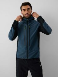 4F Kurtka softshell wiatroodporna męska - denim XL. Niebieskie kurtki męskie 4F, l, bez wzorów, z denimu, bez kaptura, trekkingowe. Za 399.99 zł.
