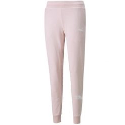 Spodnie fitness damskie Puma Power Graphic Pants. Czerwone spodnie dresowe damskie Puma, bez wzorów, sportowe, długie, na fitness i siłownię. Za 171.01 zł.
