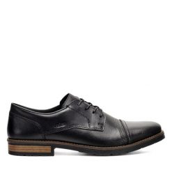 Półbuty Rieker. Czarne buty wizytowe męskie Rieker, bez wzorów, bez obcasa, bez zapięcia. Za 335.00 zł.