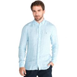 Tommy Hilfiger Koszula Niebieski. Niebieskie koszule męskie Tommy Hilfiger, l, bez wzorów, ze lnu, bez kołnierzyka, bez ramiączek. Za 464.95 zł.