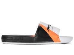 Męskie klapki K-Swiss SLIDE SNDL X MCLAREN WHITE/BLACK/PAPAYA-M (04422-196-M). Białe klapki męskie K-SWISS, bez wzorów, bez zapięcia. Za 169.00 zł.