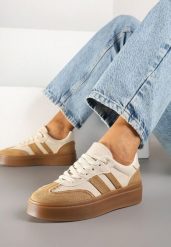 Beżowe Sneakersy Tenisówki na Kauczukowej Podeszwie Ardisora. Brązowe trampki i tenisówki damskie Renee, z aplikacjami, z kauczuku, bez zapięcia. Za 89.99 zł.
