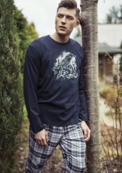 Key Piżama męska MNS 753 B8 Granatowa r. 2XL. Piżamy męskie Key, m, bez wzorów, bez kołnierzyka, bez ramiączek. Za 99.99 zł.
