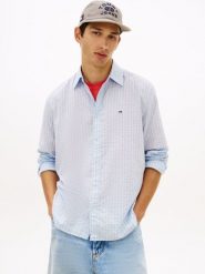 Tommy Jeans koszula casual Mężczyźni Comfort Fit Bawełna niebieski, L. Niebieskie koszule męskie Tommy Jeans, l, bez wzorów, z bawełny, casualowe, bez kołnierzyka, bez ramiączek. Za 229.95 zł.