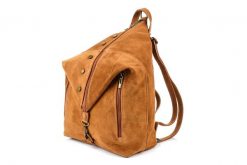 Camel Włoski Stylowy Plecak Damski Skórzany Zamsz A4 W14. Brązowe plecaki damskie bez wzorów, ze skóry, eleganckie. Za 229.99 zł.