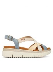 Pikolinos Sandały Palma W4N-0650C2 Granatowy. Niebieskie sandały damskie Pikolinos, bez wzorów, ze skóry, bez obcasa, na płaskiej podeszwie, bez zapięcia. Za 559.99 zł.