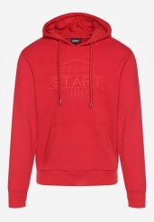 Czerwona Bluza z Bawełną Kapturem i Sznurkami Amatusa. Czerwone bluzy męskie Born2be, l, bez wzorów, z bawełny, klasyczne, bez ramiączek, z kapturem. Za 99.99 zł.