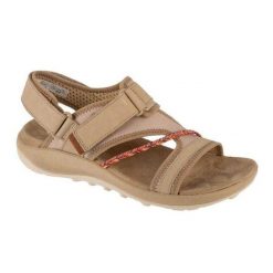 Sandały Damskie Terran 4 Ze Skórzanym Paskiem Na Plecach. Brązowe sandały damskie Merrell, bez wzorów, bez obcasa, bez zapięcia. Za 488.99 zł.