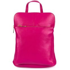 Skórzany plecak damski torba 2w1 elegancki A4 włoski pojemny fuksjowy Vera Pelle S40. Czerwone plecaki damskie bez wzorów, ze skóry, eleganckie. Za 272.99 zł.