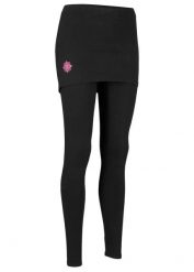 Legginsy sportowe ze spódniczką, dł. przed kostkę. Czarne legginsy sportowe damskie bonprix, bez wzorów. Za 84.99 zł.