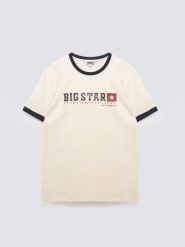 Koszulka męska z linii Authentic z logo BIG STAR perłowa Summet 103. Białe t-shirty męskie BIG STAR, l, bez wzorów, z bawełny, bez kołnierzyka, bez ramiączek. Za 99.99 zł.