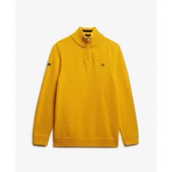 Sweter z kołnierzem typu camionneur, dzianina i bawełna Superdry. Żółte swetry męskie Superdry, na zimę, m, bez wzorów, z bawełny, bez kołnierzyka, bez ramiączek. Za 383.10 zł.