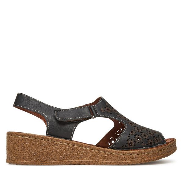 Sandały Comfortabel. Czarne sandały damskie Comfortabel, bez wzorów, bez obcasa, na koturnie, bez zapięcia. Za 179.99 zł.