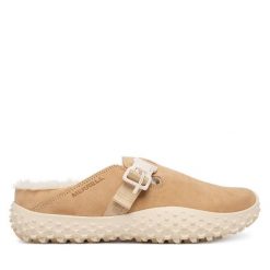 Klapki Merrell. Brązowe klapki damskie Merrell, bez wzorów, bez obcasa, bez zapięcia. Za 549.99 zł.