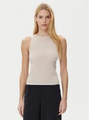 BOSS Top Flow 50535807 Beżowy Slim Fit. Brązowe topy damskie Boss, xxl, bez wzorów, bez kołnierzyka, bez ramiączek. Za 219.99 zł.