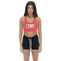 Odzież sportowa miękki na siłownia na co dzień. Czerwona bielizna sportowa damska LEONE 1947 APPAREL, s, bez wzorów, z bawełny. W wyprzedaży za 54.73 zł.