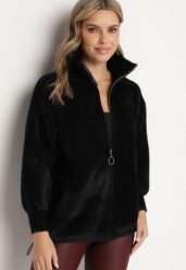 Czarna Bluza z Wełną Suwakiem i Ściągaczami Enalwen. Czarne bluzy damskie Born2be, uniwersalny, z aplikacjami, z jeansu, bez ramiączek, bez kaptura. Za 149.99 zł.