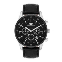 Rhodenwald & Söhne Chronograf Goodwill Srebrny/czarny Skóra naturalna Czarny Zegarki męskie 1 ct Męskie. Czarne, analogowe zegarki męskie Rhodenwald & Söhne, z aplikacjami, z koronki, srebrne. Za 669.99 zł.