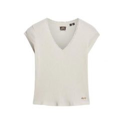 Koszulka damska z koronkowym wykończeniem Superdry Essential. Białe bluzki damskie Superdry, bez wzorów, z koronki, bez kołnierzyka, bez ramiączek. Za 122.40 zł.