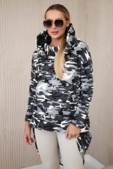 Bluza z długim tyłem moro szary+czarny. Czarne bluzy damskie KESI, l, bez wzorów, z bawełny, bez ramiączek, bez kaptura. Za 258.24 zł.