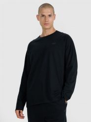 4F Longsleeve oversize gładki męski - czarny XXL. Czarne koszulki sportowe męskie 4F, m, bez wzorów, z bawełny, bez ramiączek. Za 79.99 zł.