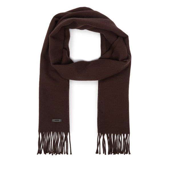 Szalik BOSS. Brązowe szaliki męskie Boss, bez wzorów. Za 349.99 zł.
